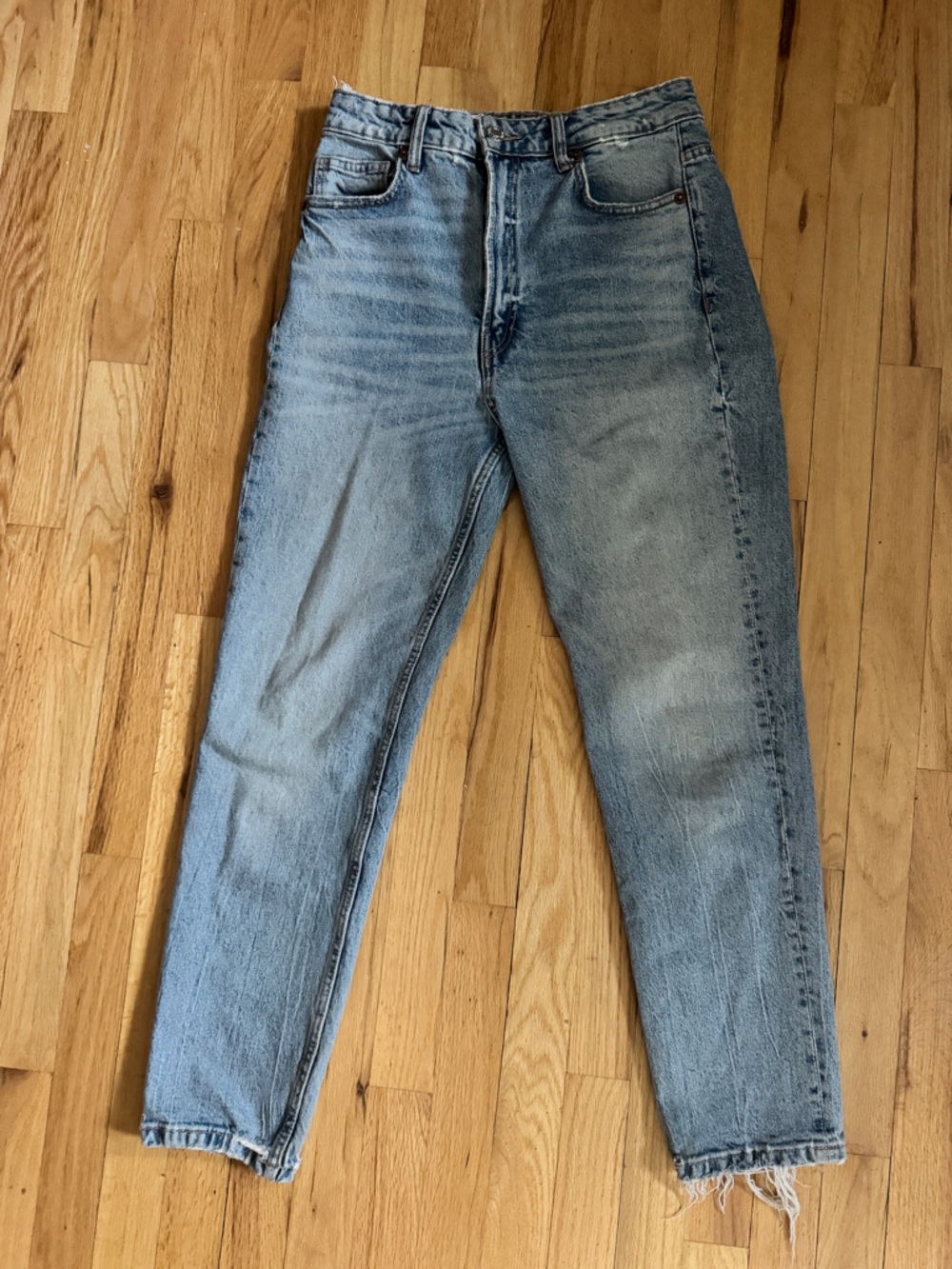 Zara Light Wash High-Rise Straight Leg Mom Jeans - Size 6